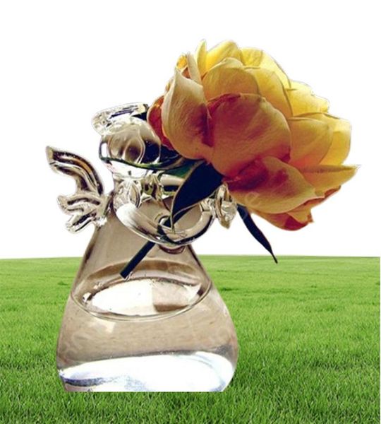Vases Vase suspendu en verre en forme d'ange clair, Terrarium, Pot hydroponique, décor de Table, accessoires de décoration inférieurs pour la maison, moderne 4995725