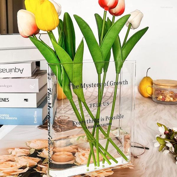 Vases clair livre fleur Vase créatif acrylique Transparent incurvé nord eurasien moderne décoratif chambre décor