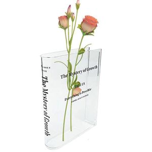 Vases Effacer Livre Fleur Vase Creative Vase Transparent Moderne Vases Décoratifs Pour Cadeau De Mariage Floral Conteneur Chambre Décor 230504