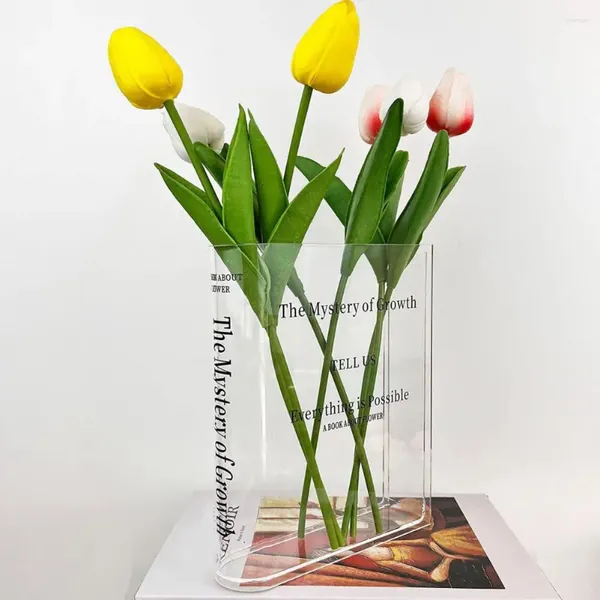 Vases Clear Livre Vase acrylique pour plantation d'eau Fleurs esthétique Office Home Office Amoureux des cadeaux uniques