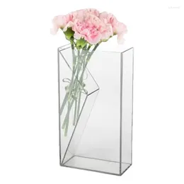 Vases clairs décoratifs contenant floral esthétique esthétique unique fleur acrylique moderne élégante élégante pour la décoration intérieure