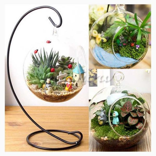 Jarrones Claro Flor Planta Soporte Colgante Florero Terrario Contenedor Vidrio Hidropónico Hogar Oficina Boda Decor264u