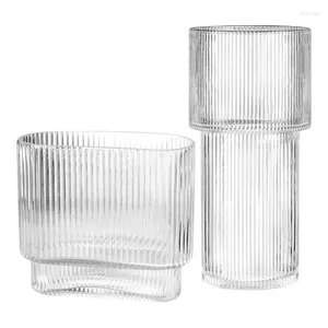 Vases en verre transparent en verre vase esthétique Ensemble de fleurs de 2 torche verticale moderne décorative pour décoration de fleurs