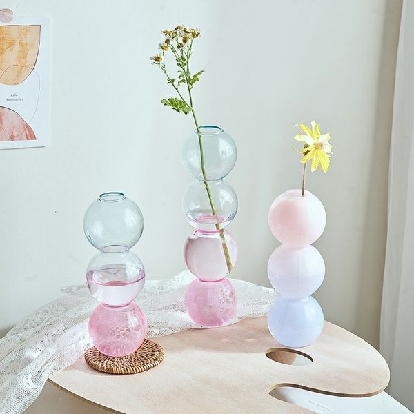 Vases En Verre Clair Vase Décor À La Maison Hydroponique Fleur Vase Chambre Décor Moderne Décoration De Mariage Creative Bubble Ball Gradient Couleur 221126