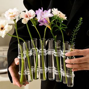 Vases En Verre Clair Vase Tubes Ensemble Suspendu Fleur Titulaire Plante Conteneur Vases À Fleurs pour Maisons Chambre Décor 230525