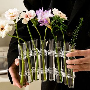 Vases Verre Clair Vase Tubes Ensemble Suspendu Fleur Titulaire Plante Conteneur pour Maisons Chambre Décor 230625