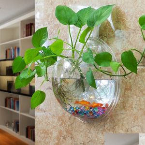 Vazen Duidelijke transparante hangende glazen vaas Luchtplant Wand Terrarium Bubble Vistank voor Home Decor Drop levering Tuin DHDPA