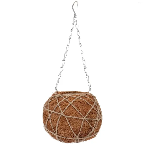 Vases Cocotier Suspendu Panier Panier Tricoté À La Main Pot De Fleurs Parure De Ménage Coir À La Main Mur Pendentif Plante Cintre Conteneur