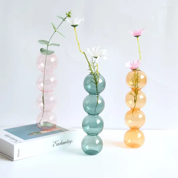 Vases Color Glass Bubble Vase Salon Bureau décoratif Creative Transparent Hydroponic Ornaments Crafts