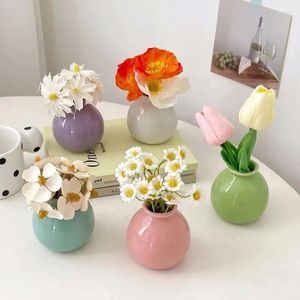 Jarrones coloridos mini cerámica botella de flores creative hidroponics macetas de planta sala de estar en el hogar adorno de escritorio decoración de adornos de escritorio