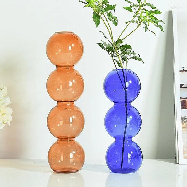 Vases en verre nordique coloré pour les fleurs de vente en gros de mariage décoratif