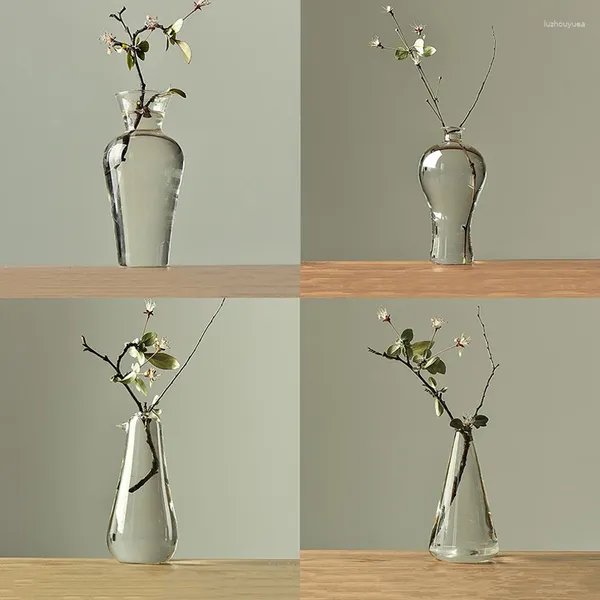 Vases Verre transparent Vasen de comptoir japonais pour décoration domestique Hydroponic Small