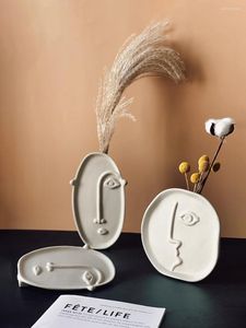 Vases créatifs abstrait visage fleur vase nordique ins céramique embryon Picasso art décoration de la maison accessoires