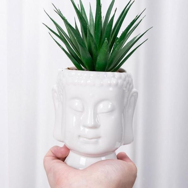 Vases créatives Bouddha Céramique Fleur Pot Modèle miniature Ornement Succulent Planter Home Bureau Bureau de bureau Decorat299E