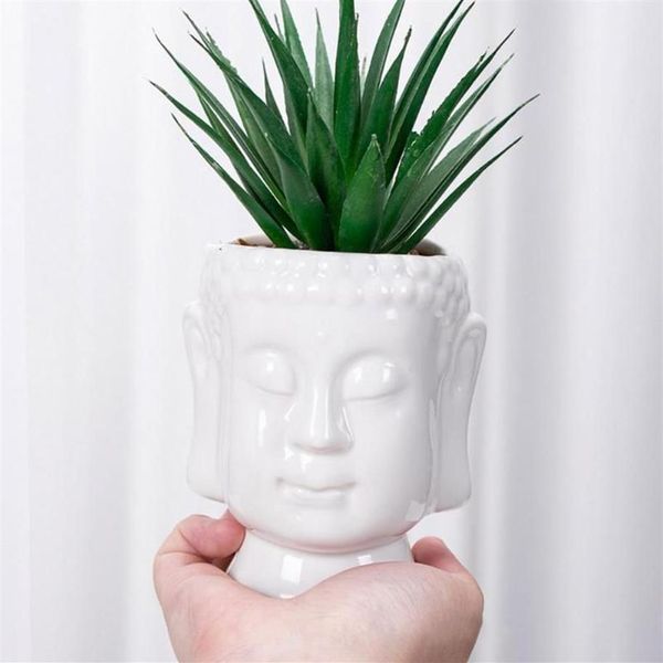 Vases Creative Bouddha Céramique Pot De Fleur Miniature Modèle Ornement Succulent Planteur Bureau À Domicile Bureau Salon Intérieur Decorat267u