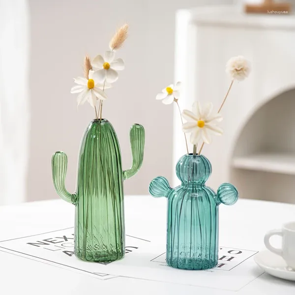 Vases Vases en forme de verre de cactus créatif pour planter des baisses hydroponiques transparentes