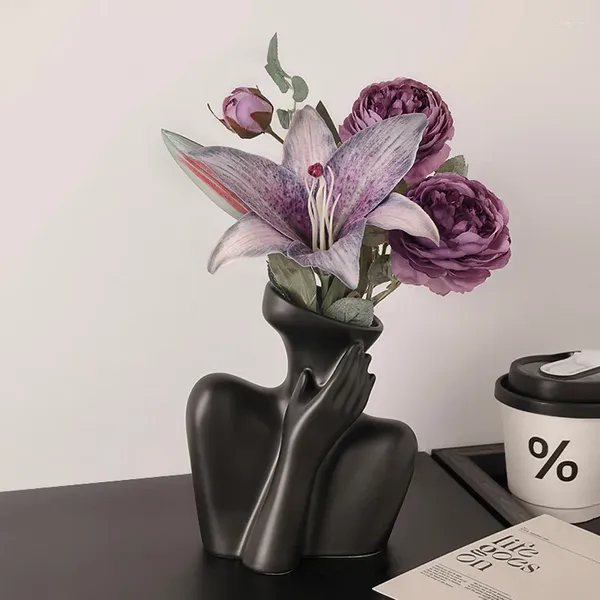 Vases Creative Cerramic Body Art Vase Vase Ornaments Living Room Arrange de fleurs armoire télévisée Portrait Crafts Home Decor