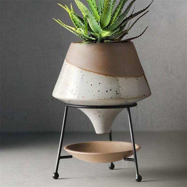 Vases Creative pot de fleurs en céramique nordique ins fer cadre salon succulent pot créatif plante en pot avec pieds 221108