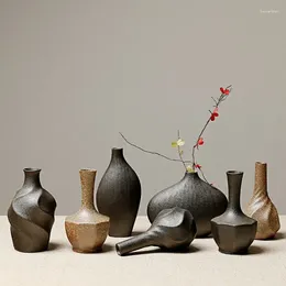 Vases créatifs en céramique, décoration de bureau faite à la main, petit Vase à fleurs, maison rétro hydroponique, Style japonais Zen LF328