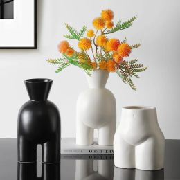 Vases Vase en céramique créatif abstrait corps art buste vase nu cul arrangement de fleurs corps inférieur ornement humain décorations pour la maison
