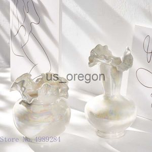 Vases Vase en céramique créatif Shell brillant Vase à fleurs blanches Arrangement floral irrégulier abstrait Ornements hydroponiques Décoration de la maison x0630