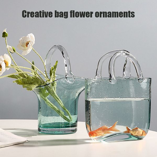 Jarrones Creativo Vidrio transparente Decoración del tanque de peces Burbuja Flor Bolso Bolso Tarro para centros de mesa Arreglo floral 230221