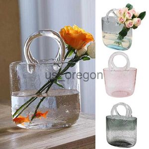 Vazen Creative Clear Glass Vazen Fish Tank Bubble Flower Handtas Zak Hydroponische planten Container Vaas Water Rangschikking Ornamenten X0630