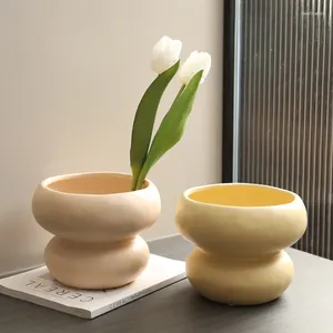 Vazen creatieve crème stijl met grote diameter keramische vaas minimalistische woonkamer tafelblad bloem arrangement decoratieve ornamenten