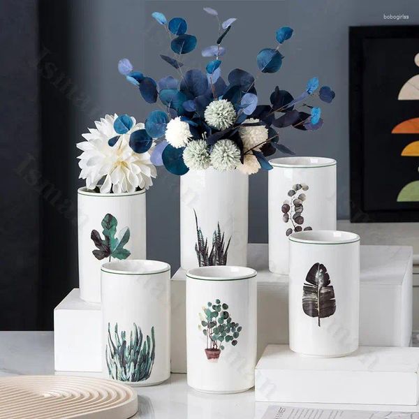 Vases Creative Flower Peinture en céramique Vase moderne Décor nordique Décoration Home Desktop Ikebana Fleurs de rangement accessoires