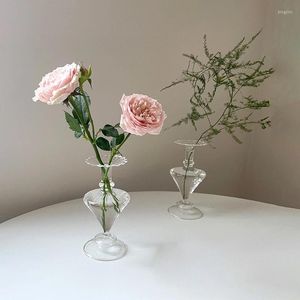 Vases Creative Glass Flower Vase Europe Style Transparent Plant Pot Salon Room Modern Home Decoration Ornements