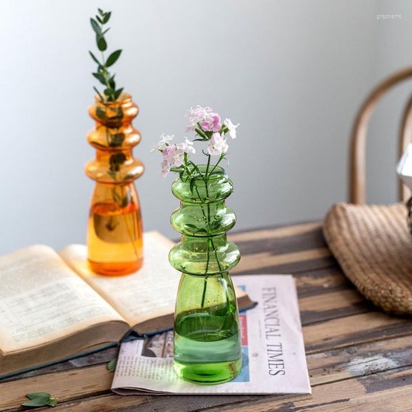 Jarrones Florero de vidrio creativo Maceta transparente para flor hidropónica Sala de estar Oficina Escritorio Ornamento