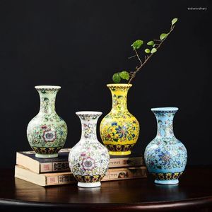 Vases Creative Glazed Ceramic Small Vase Chinois Maison de maison Rétro salon Dinomage Decorative Flower Art Decoration LF561