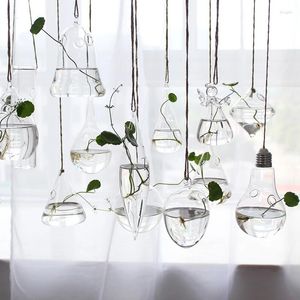 Vases Creative suspendus vase en verre hydroponique plante pot de fleur Terrarium conteneur fête de mariage décoration de la maison fournitures de jardin