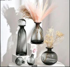 Vases Creative Light Luxury Transparent Glass Vase Dining Table Aquatic Decoration Nordic Home Flower Arrange Decorative Art Decorative