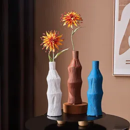 Vasos criativo morandi cor irregular vaso artístico sala de estar artificial flor decoração ornamentos bancada pote