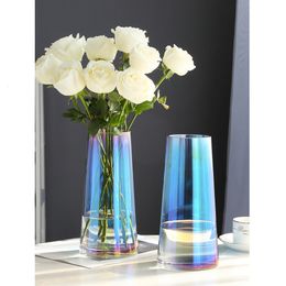 Vases Creative Multi Couleur Vase En Verre De Bureau Fleur Transparente Pour Les Mariages Terrarium Hydroponique Décoration De La Maison 230701