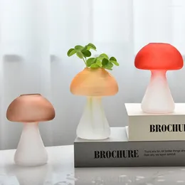 Vases Creative Mushroom Glass Vase Simple Transparent Hydroponic Plant Plant Bottle salon Table Flower Bureau Home Office Decor