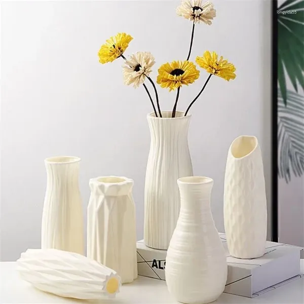 Vases Creative Nordic Style Flower Vase Living Room Decoration Modern Origami Plastic Pot pour arrangements DÉCOR HOME