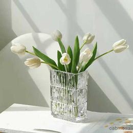 Vazen Creatieve Scandinavische stijl vierkante Luso kristallen vaas glas transparant hoog gevoel rechthoekig gegalvaniseerde kleur bloemenvaas