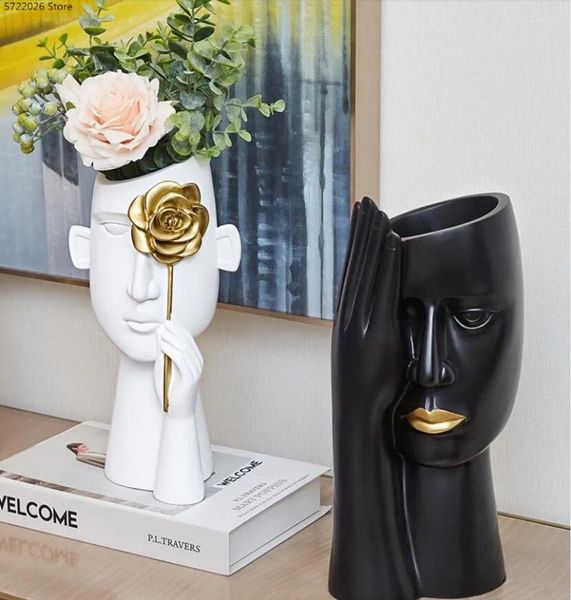 Vases Creative Nordic Vase Decoration Modern Resin Doll Sculpture Art Living Room Dining Table Home Decorations Accessoires