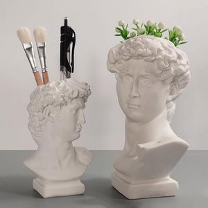 Vazen Creatieve Pennenhouder Hars David Sculptuur Portret Standbeeld Make-up Borstel Opbergdoos Bloempot Vaas Art Craft Tuin Decor