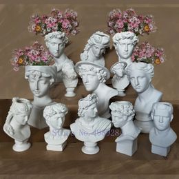 Vases Creative résine Imitation plâtre vase David Sculpture tête fleur arrangement accessoires Apollo décorations pour la maison 230928