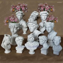 Vases Creative Résine Imitation Plâtre Vase David Sculpture Tête Fleur Arrangement Accessoires Apollo Décorations pour La Maison