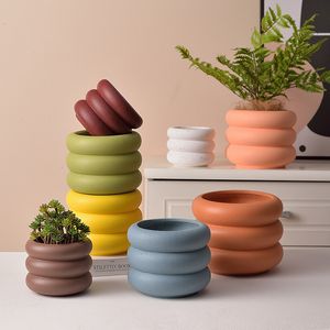 Vases créatif rond Pot de fleur succulente céramique planteur décor à la maison ornements de bureau décoration de jardin bonsaï plante 230603