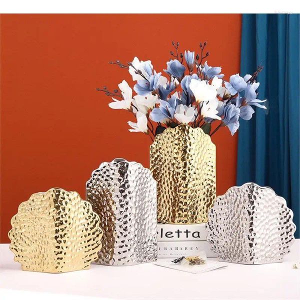 Vases Creative Shell Forme en céramique Vase Fleurs artificielles Arrangement floral décoratif décor moderne floral coloré