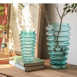 Vases Creative Spiral Design Glass Vase Vase Bleu Bleu Transparent Floriage Floriage Hydroponic Home Decoration Accessoires