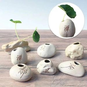 Vases Creative Stone Shape Small Vase Home Desktop Ornements Céramique Stoare Zen Pottes de plantes hydroponiques