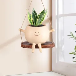 Vazen Creative Swing Face Planter Bloempot Wall Resin Glimlachende hangende hoofdtuindecoratie