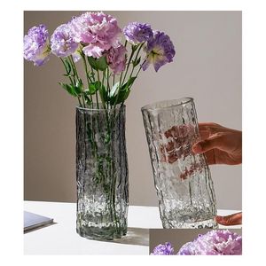 Vases Creative Vase Transparent Couleur Européenne Maison Verre Vert Aneth Hydroponique Riche Bambou Séché Fleur Drop Delivery Jardin Dhfdt