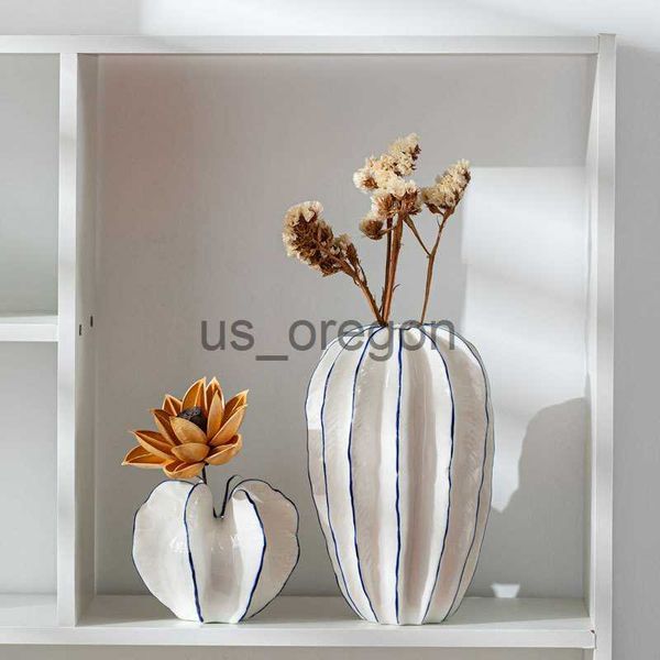 Vases Creative Blanc Carambole En Céramique Salon Vase Décoration Arrangement De Fleurs Maison Petit Frais Américain Table Décoration Pot x0630